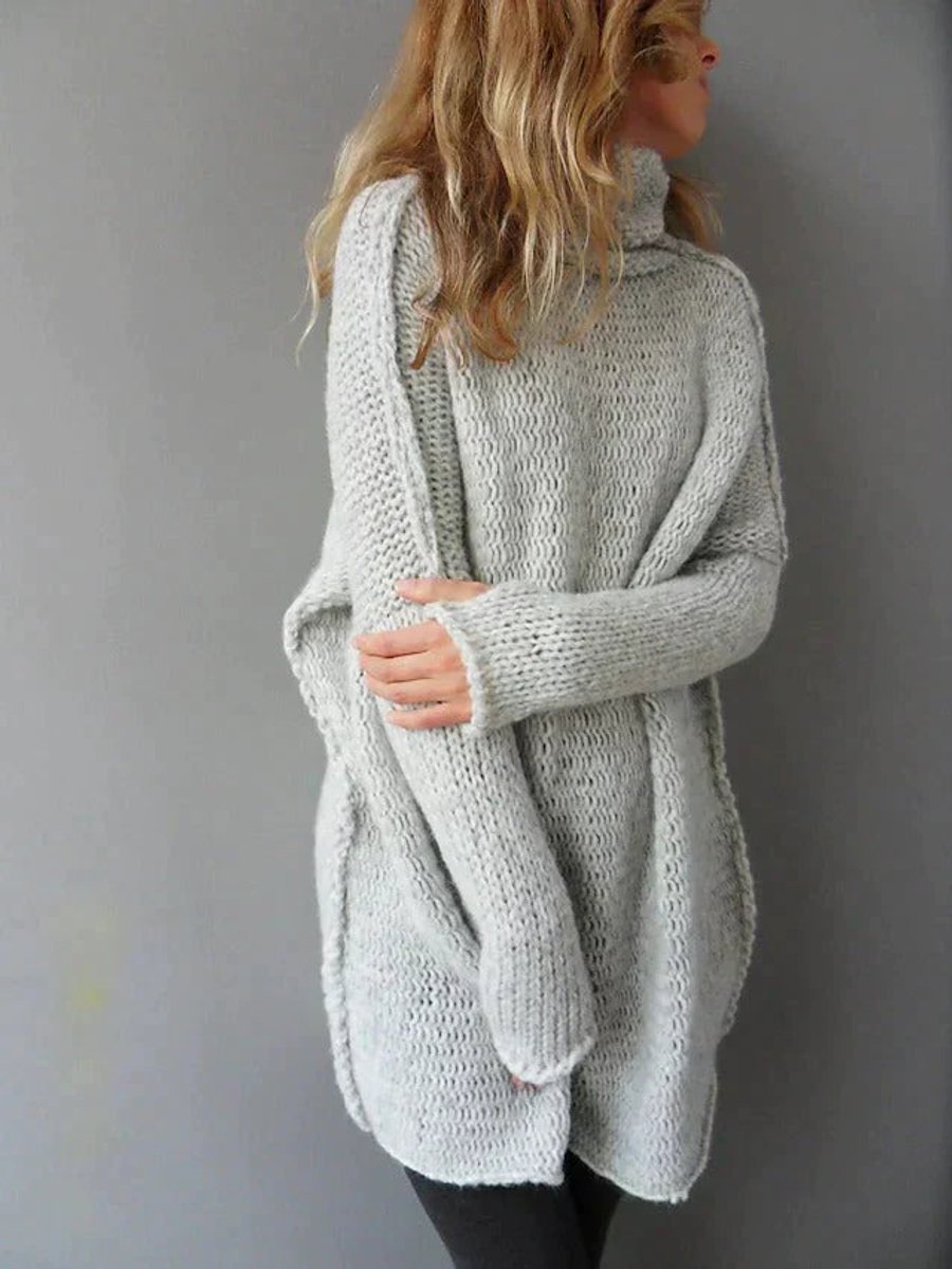 Theresa | Oversized Longline Chunky Knit Turtleneck Sweater