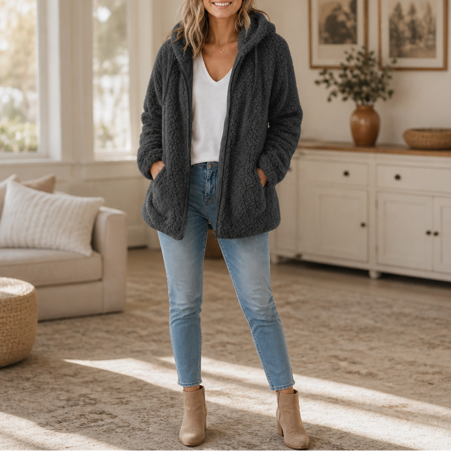 Tiffany | Classic Hooded Zip-Up Sherpa Jacket Women