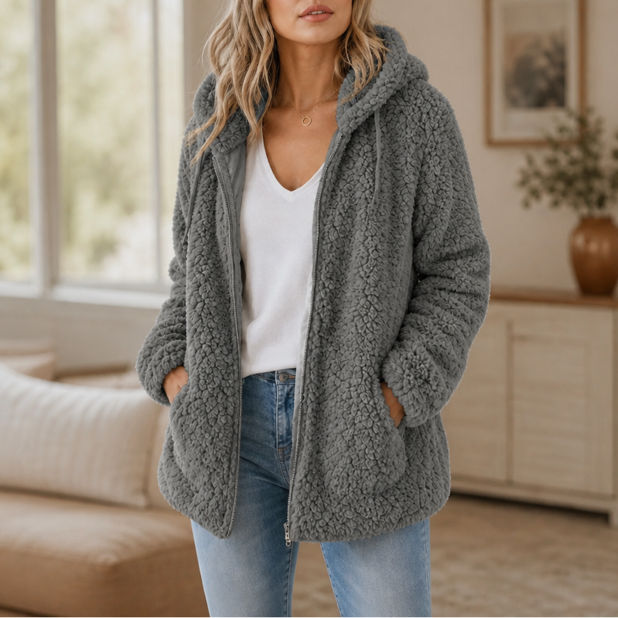 Tiffany | Classic Hooded Zip-Up Sherpa Jacket Women