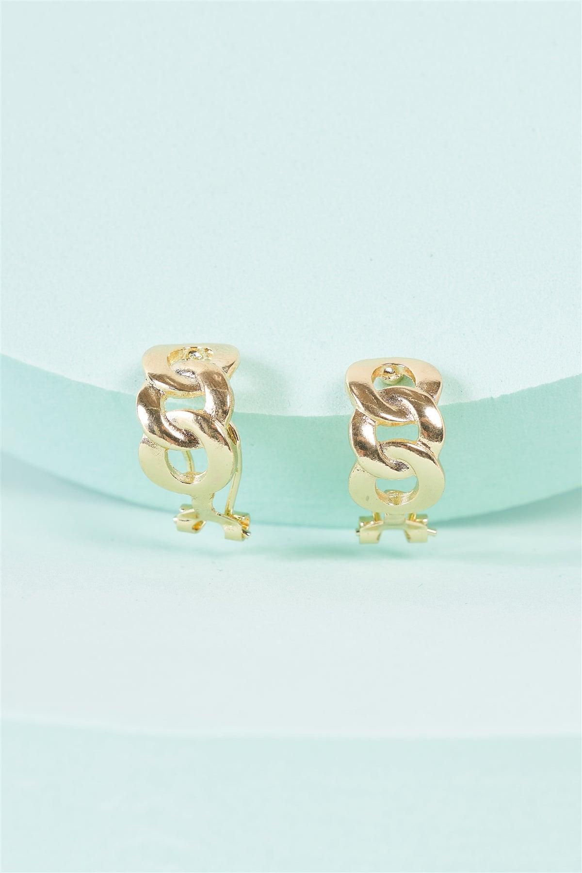 Jewelry- Gold Chain Link Hinged Hoop Earrings