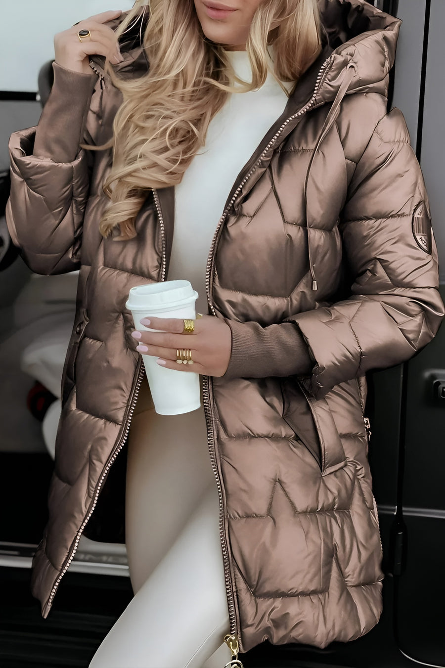 Virginia | Long Quilted Hooded Puffer Jacket Women