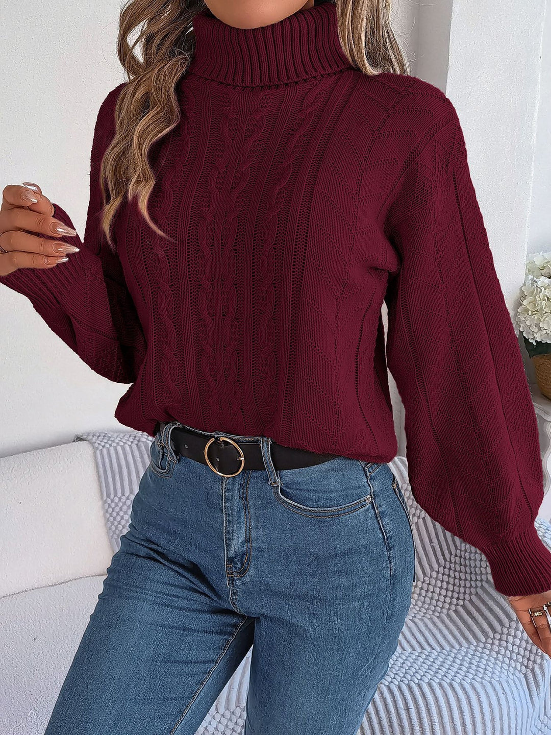 Virginia | Oversized Cable Knit Turtleneck Sweater