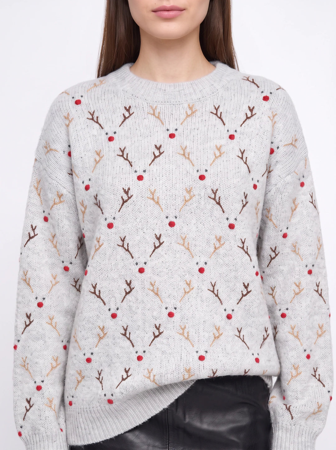 Virginia | Oversized Reindeer Knit Christmas Sweater Women