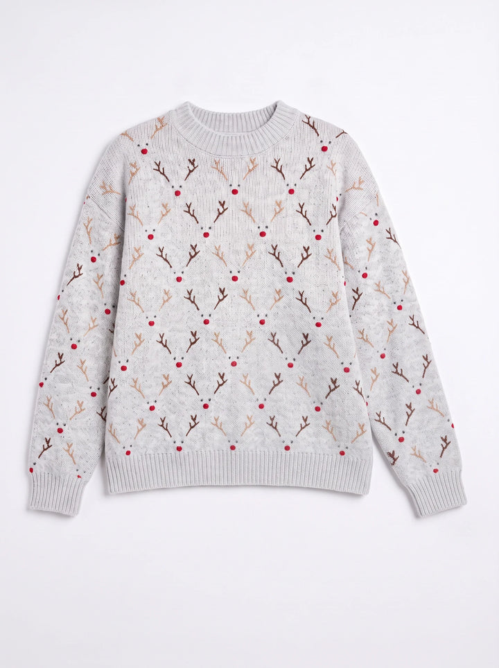 Virginia | Oversized Reindeer Knit Christmas Sweater Women