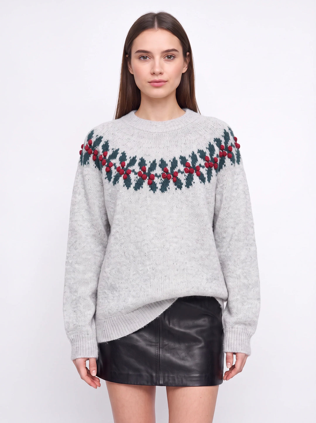 Virginia | Oversized Reindeer Knit Christmas Sweater Women