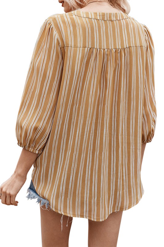 Susie- simple striped and deep v neck