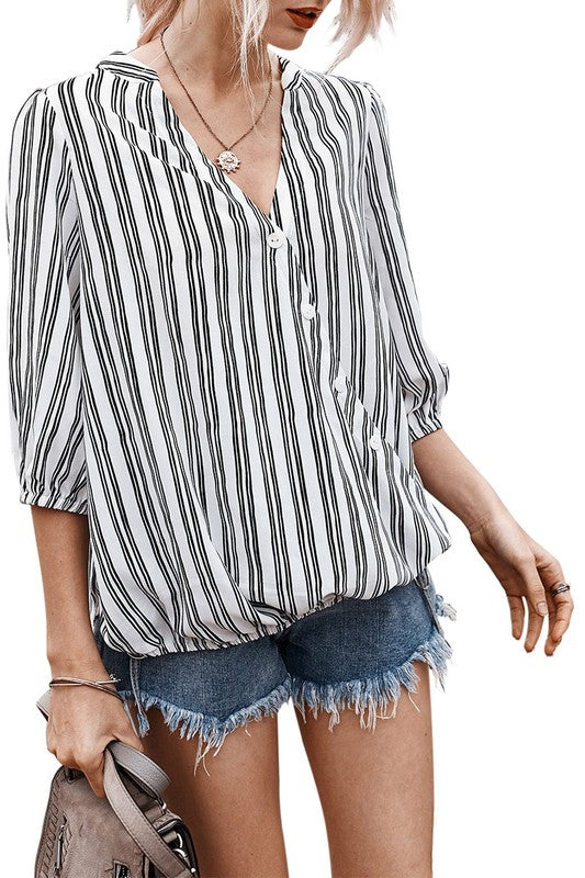 Susie- simple striped and deep v neck