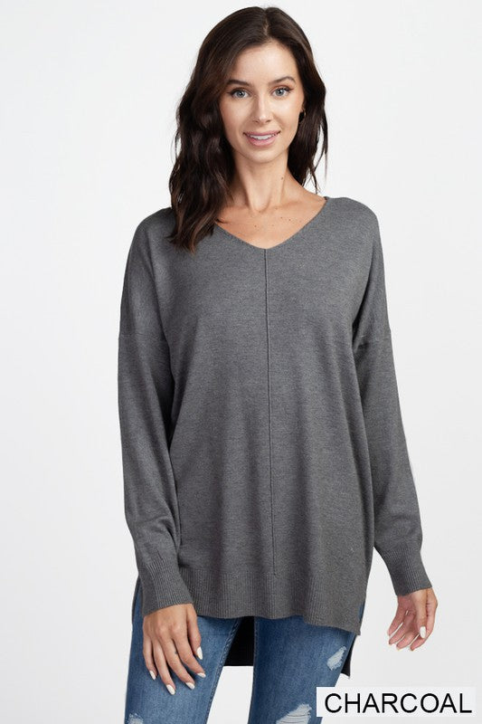 SHIRT- Myra- oh me oh my this basic charcoal grey sweater feels lovely