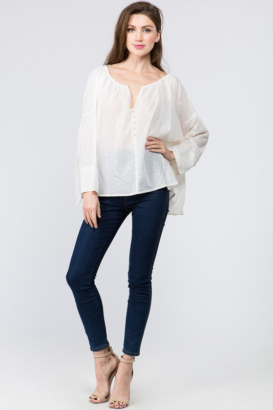 SHIRT- Nellie- not a care in the world in this loose cotton blouse