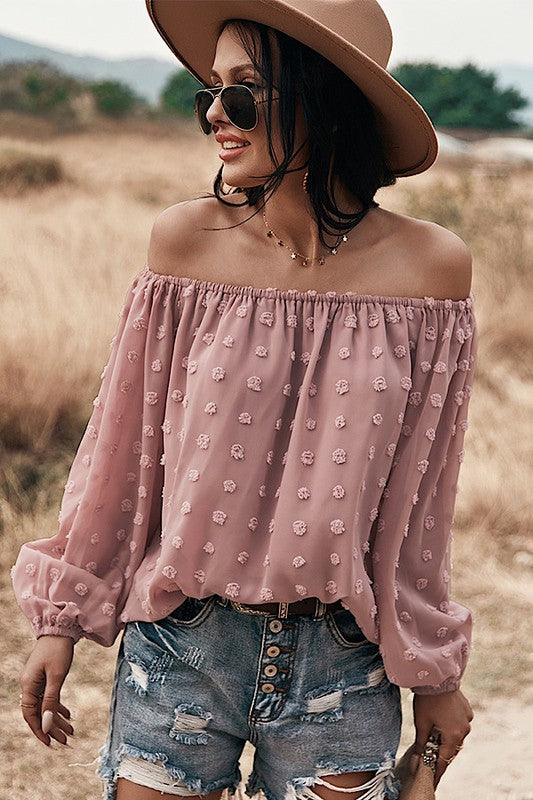 SHIRT- Rosie- Laidback loveliness in this off shoulder romantic